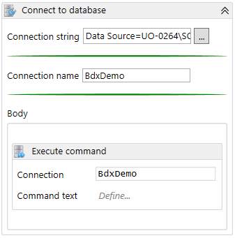 Executing an SQL command in a package