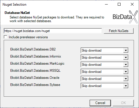 Select NuGet packages to download and install