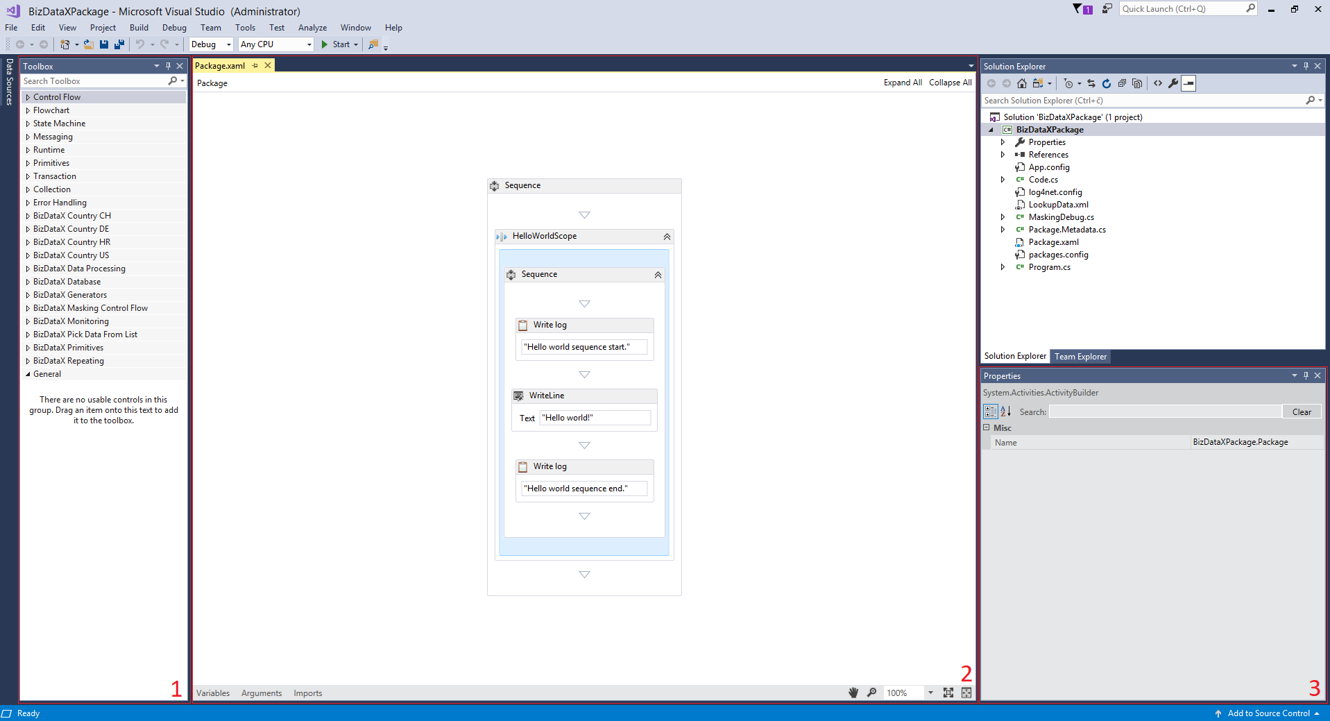 BizDataX-Workflow Designer user interface elements